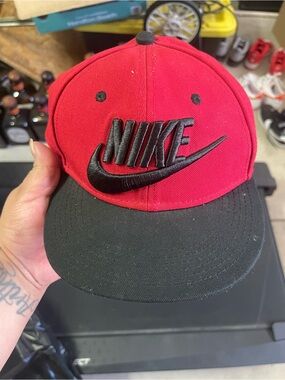 Nike Red and Black Embroidered Swoosh Snapback